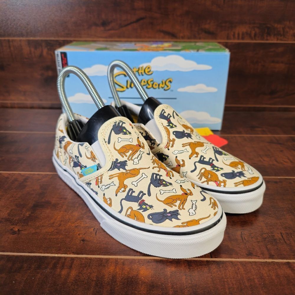 Vans The Simpsons Family Pets Classic Slip-On Sneakers Kids Youth Sizes Dog Cat